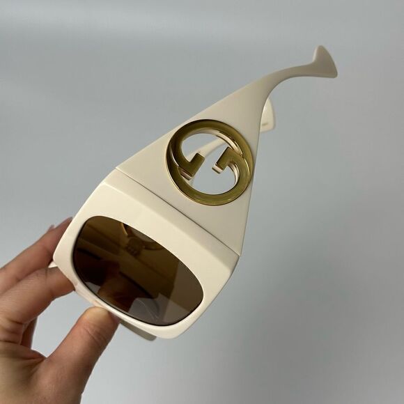 GUCCI Sunglasses GG1255S 002 Ivory White Brown Women NEW - Picture 5 of 12